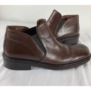 Mens Brass Boots Ankle Chelsea Square‎ Toe Leather Brown 10.5